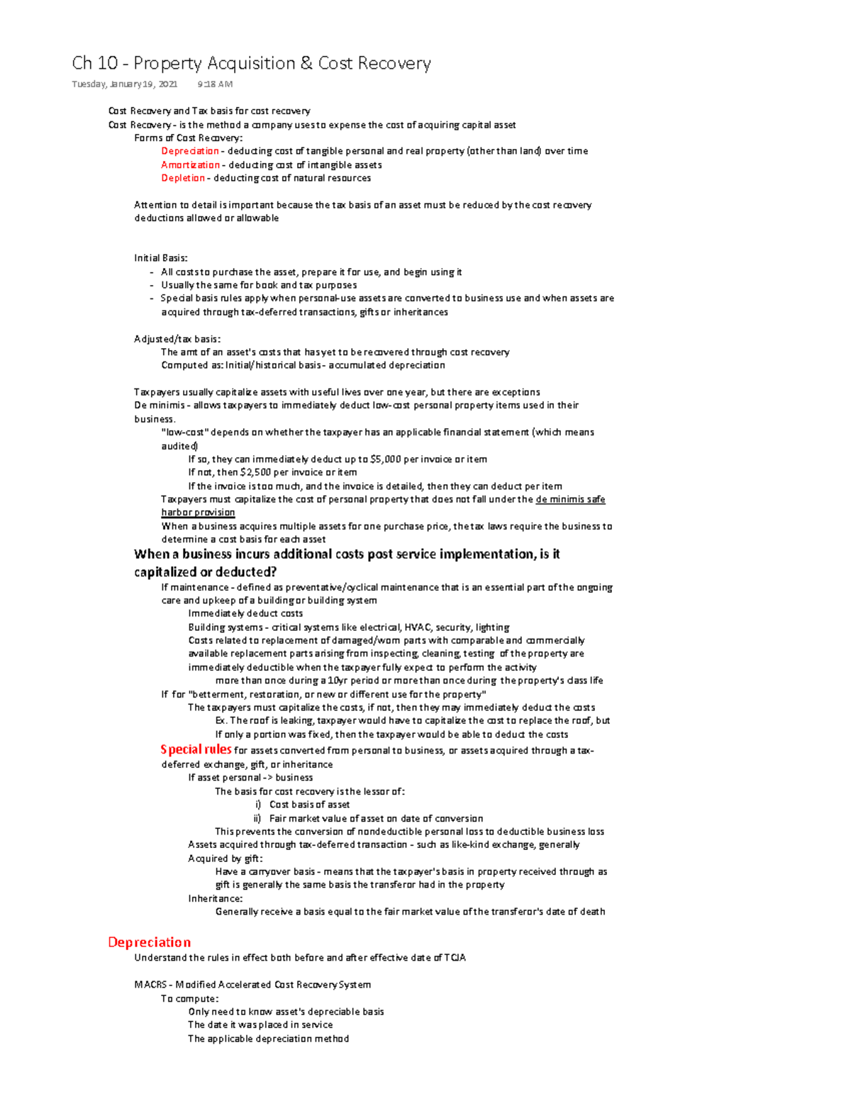 Ch 10 Notes McGrawHill's Taxation of Individuals and Business