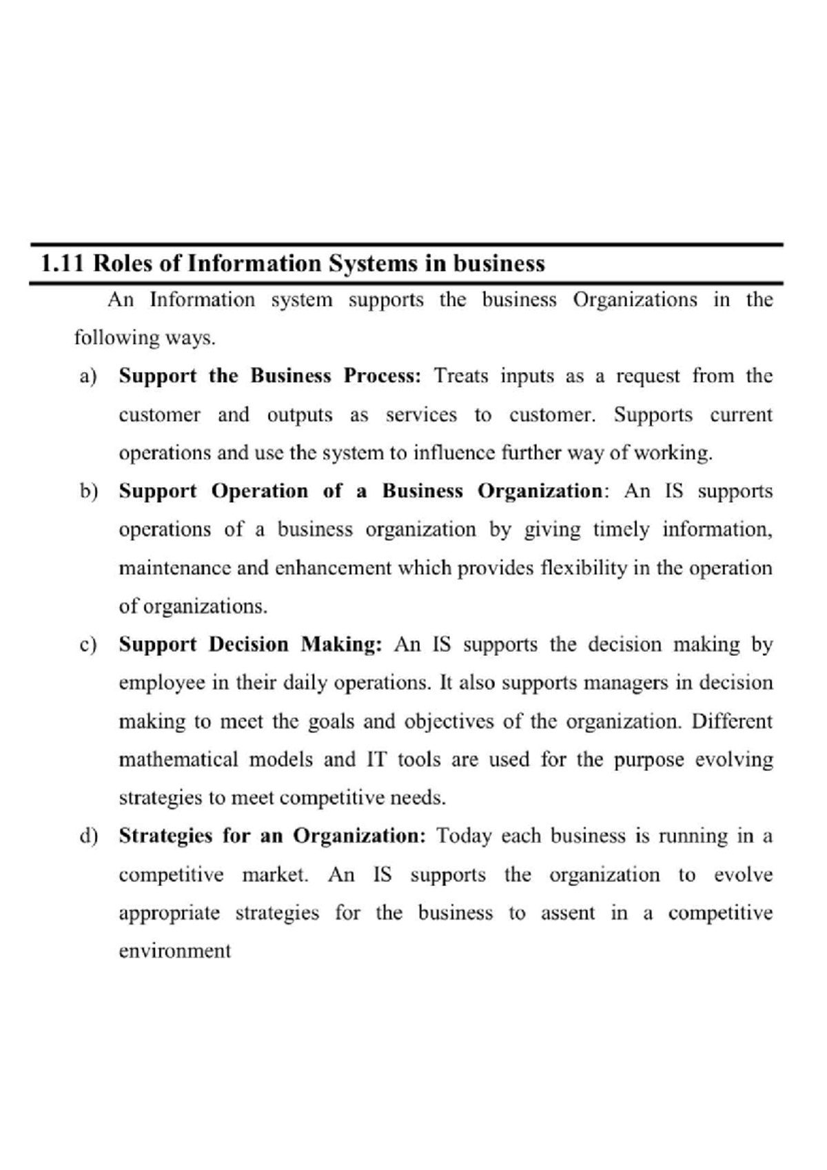 Role of information in business - 1 Roles of Information Systems in ...
