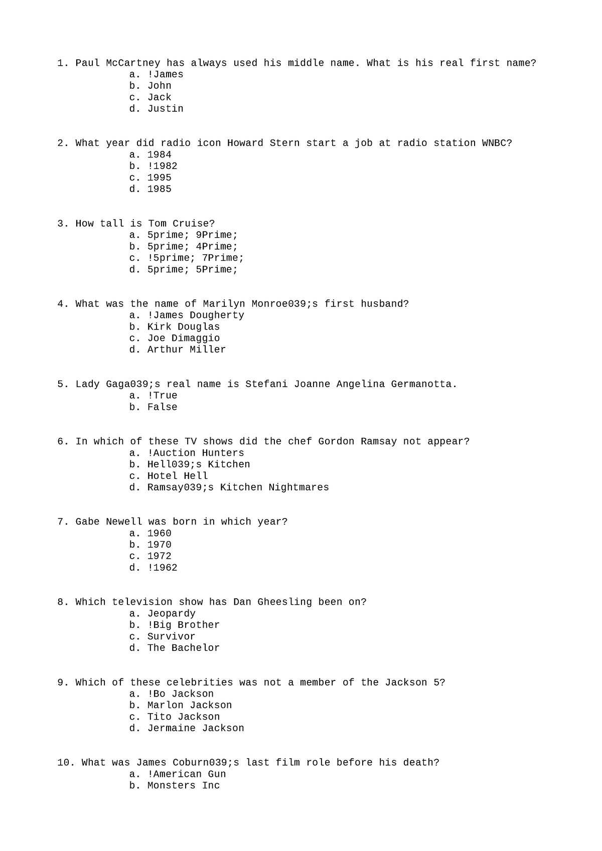 ART144 Answer Key 7 - Jawn - Paul McCartney has always used his middle ...