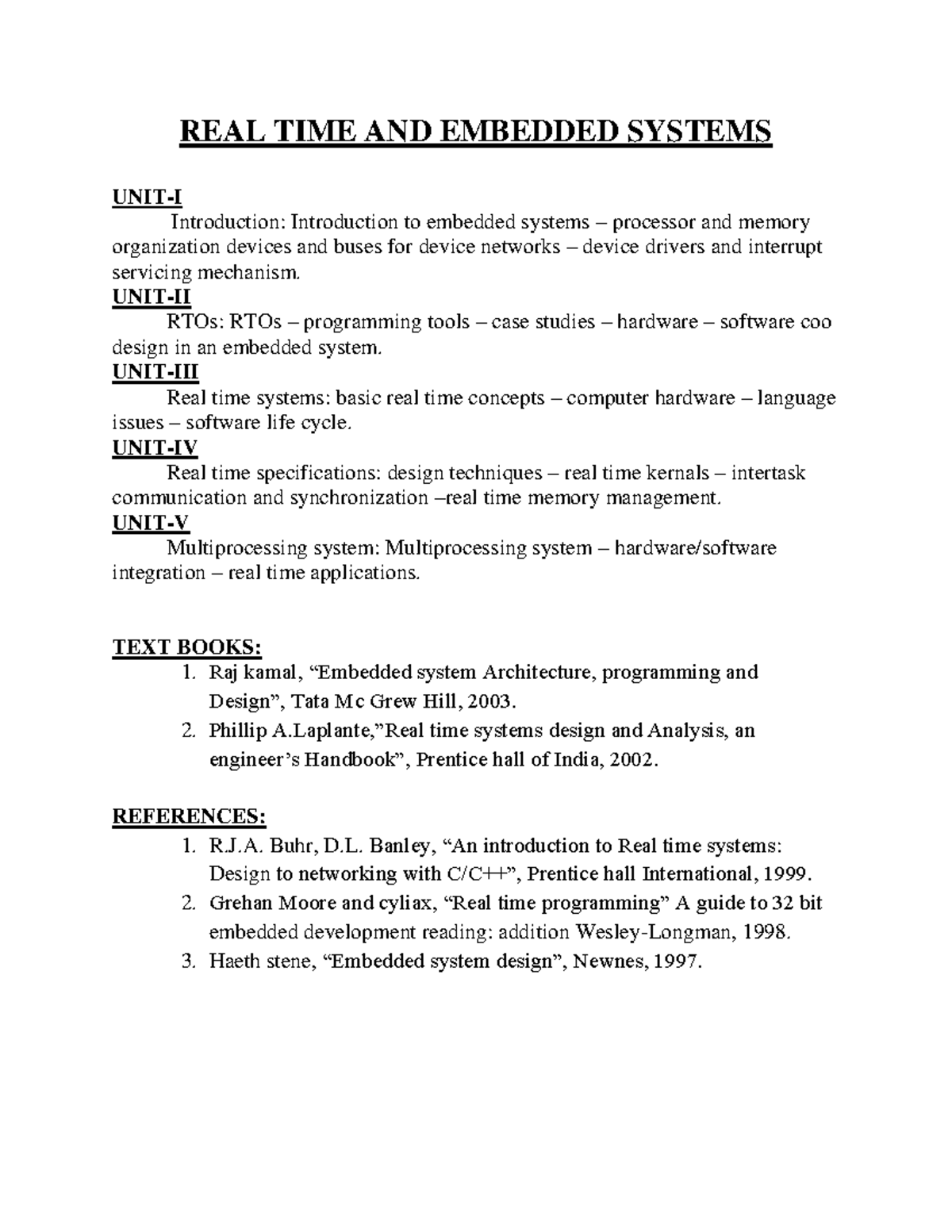 Rtesstudy Material - HELLOW - REAL TIME AND EMBEDDED SYSTEMS UNIT-I ...
