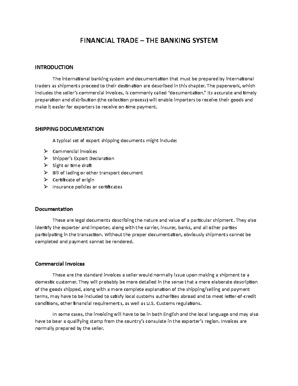 Financial Trade – THE Banking System - FINANCIAL TRADE – THE BANKING ...