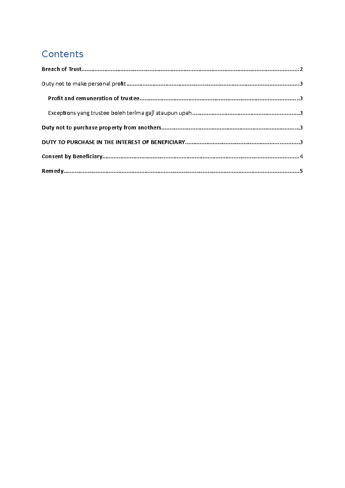 Issue and Law in Trustee - Contents Breach of - Studocu