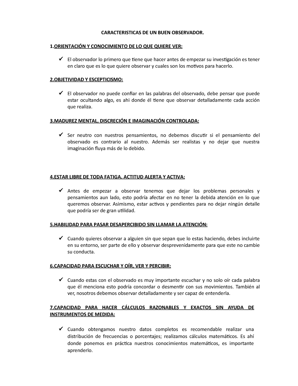 Caracteristicas De Un Buen Observador Observaci N Del Comportamiento