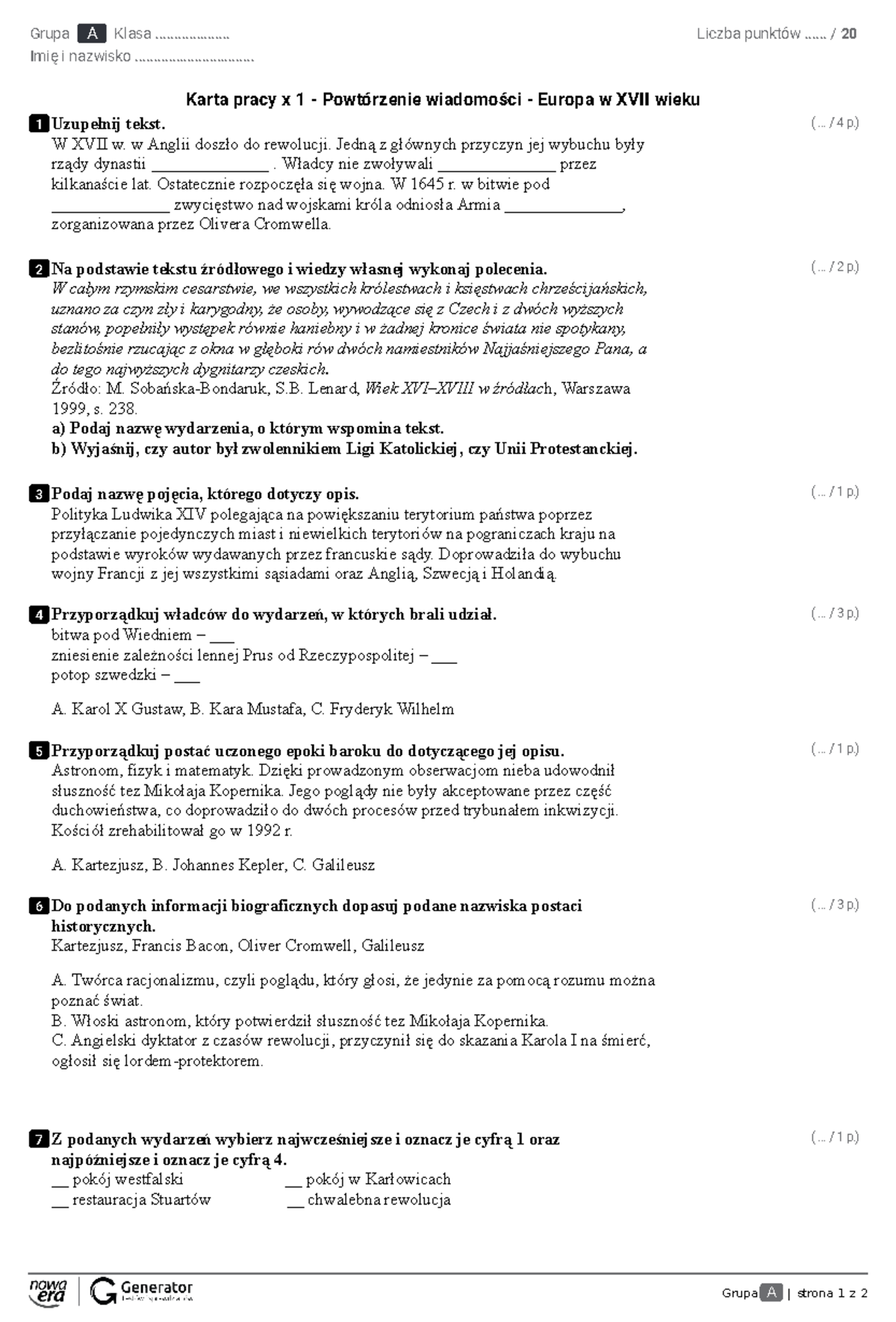 Sprawdzian Z Historii Wiek Pary I żelaza www.studocu.com