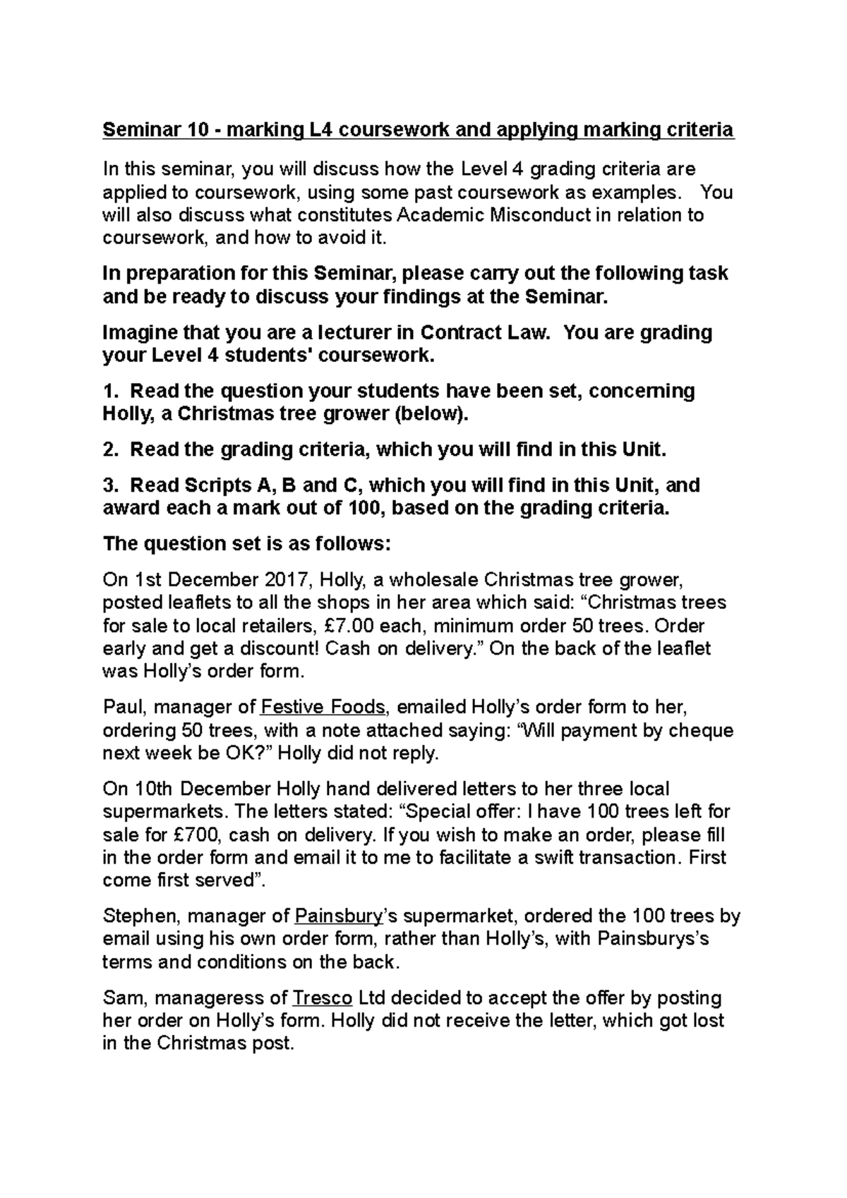 Seminar 10 - marking L4 coursework and applying marking criteria - You ...