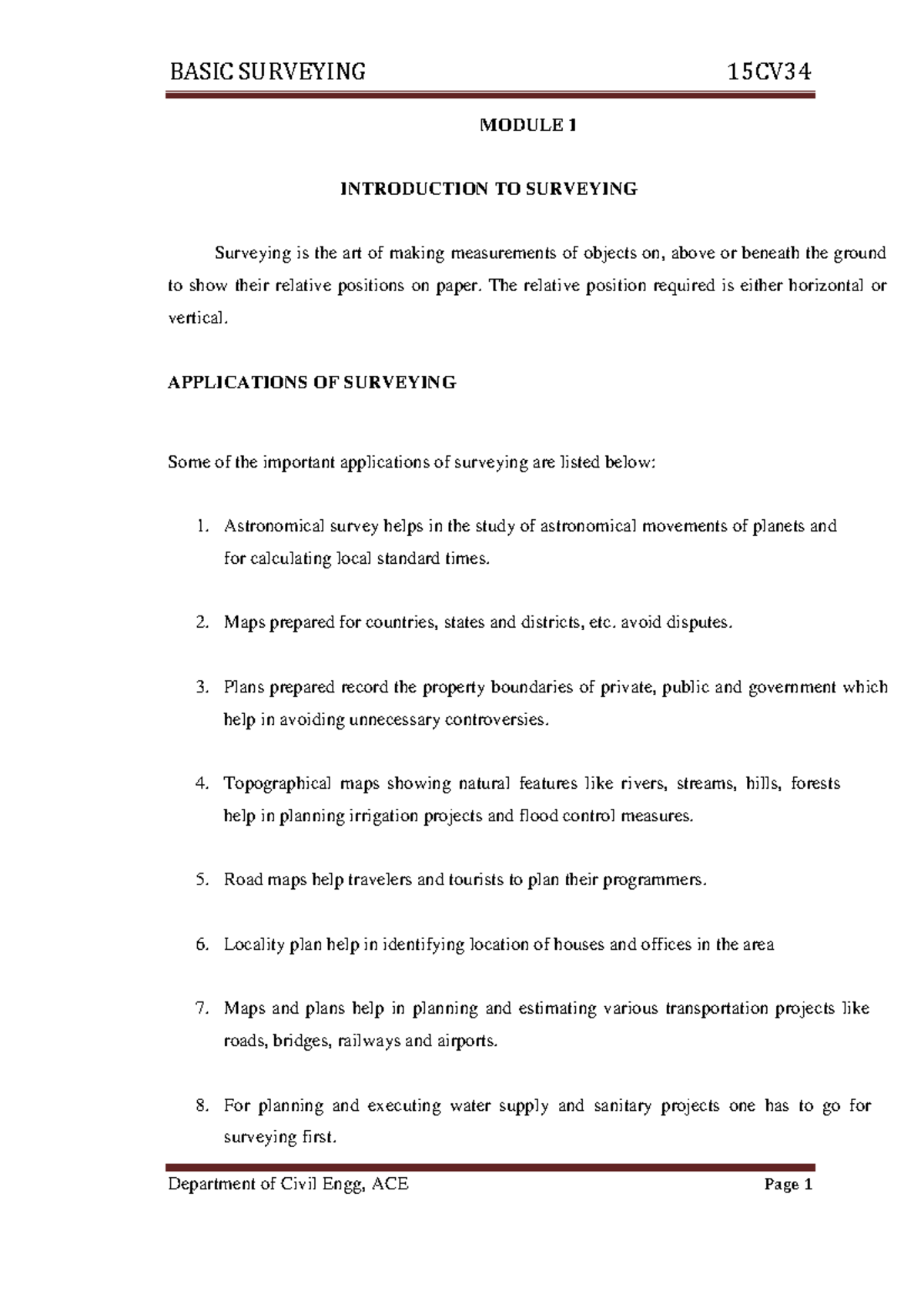 Basic Surveying - MODULE 1 INTRODUCTION TO SURVEYING Surveying Is The ...