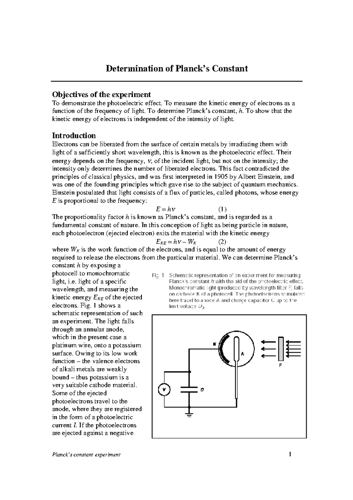 Planck's Constant - regarding planks contant - Determination of Planck ...