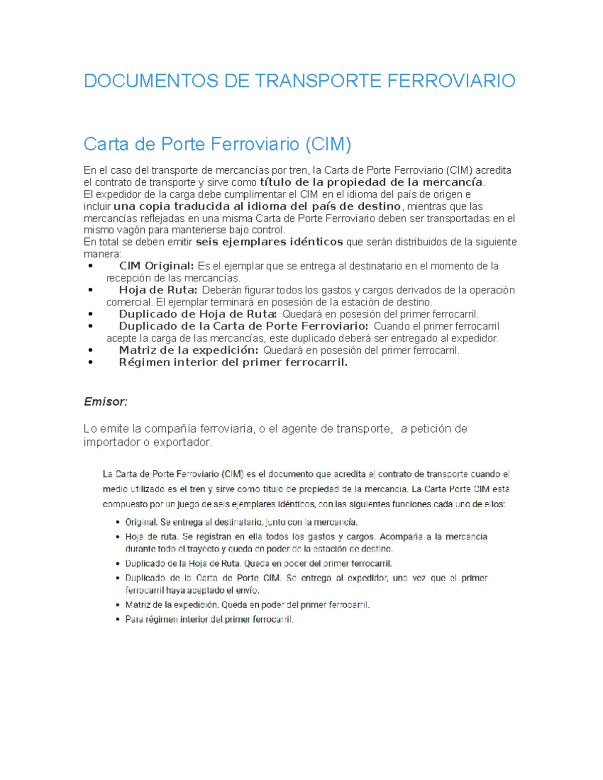 Documentos soporte transporte ferreo DOCUMENTOS DE TRANSPORTE FERROVIARIO Carta de Porte Studocu
