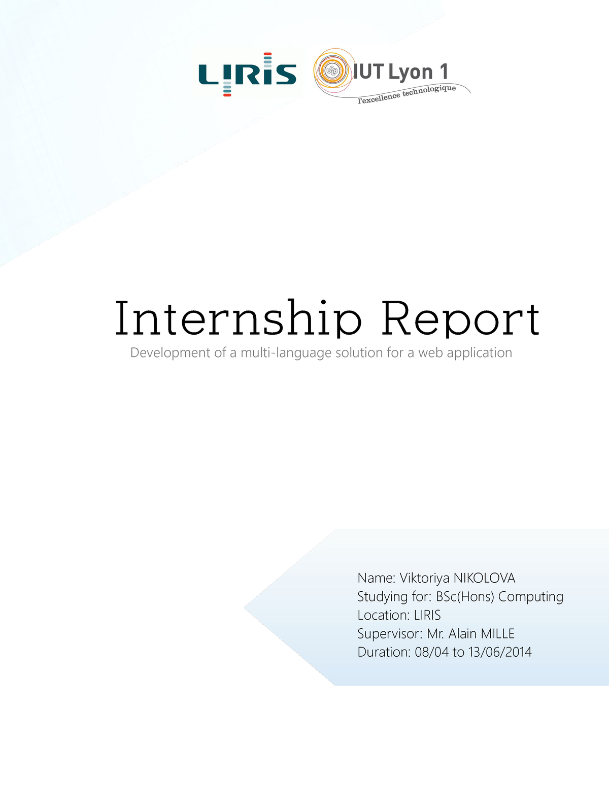 Javascript Report 1 - Internship Report Development Of A Solution For A ...