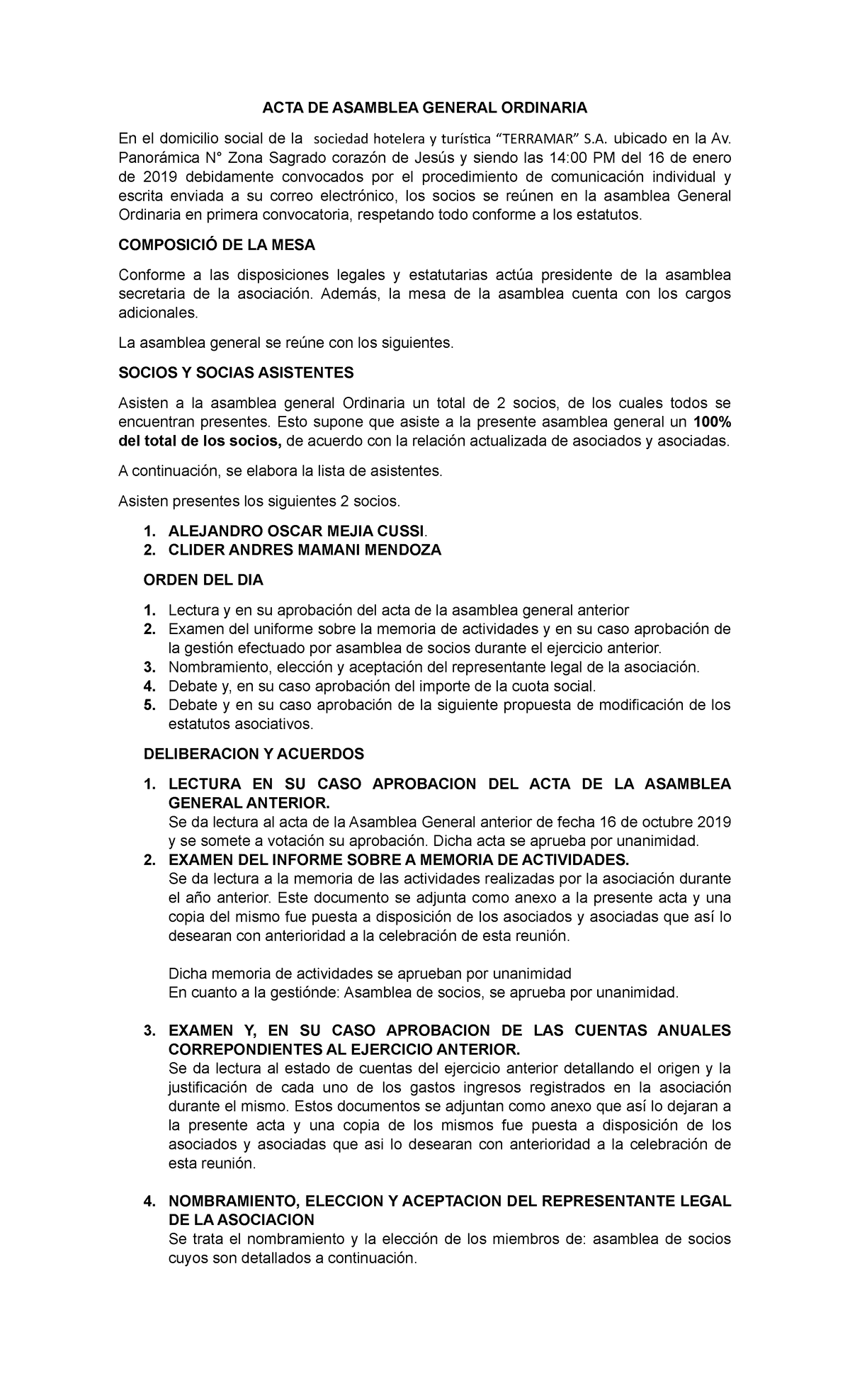 2 Nombramiento Representante Legal Acta De Asamblea General