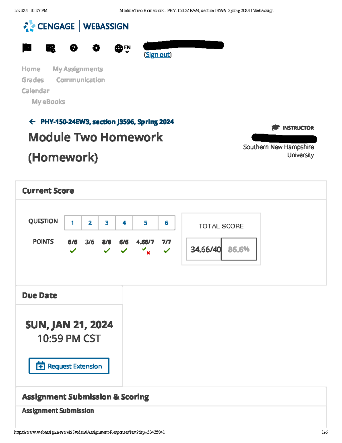 Module Two Homework - PHY-150-24EW3, section J3596, Spring 2024 Web ...