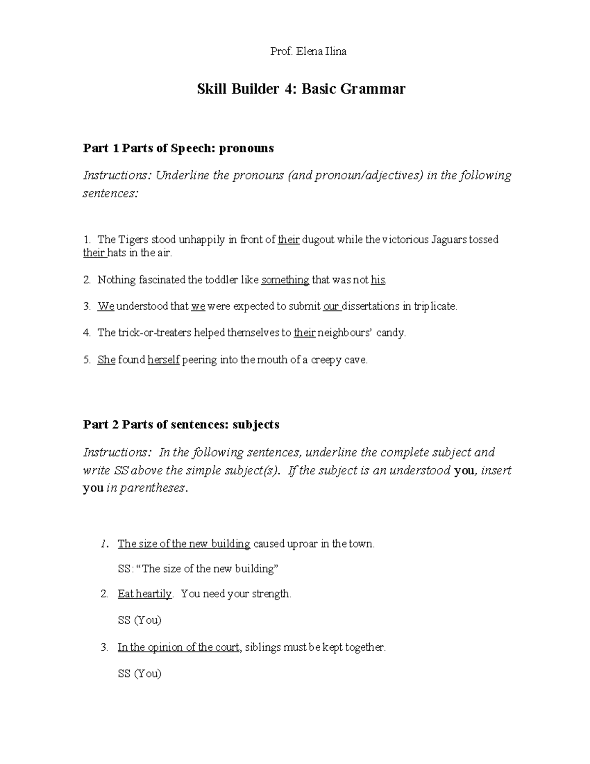 Skill Builder 4 Basic Grammar - Skill Builder 4: Basic Grammar Part 1 ...