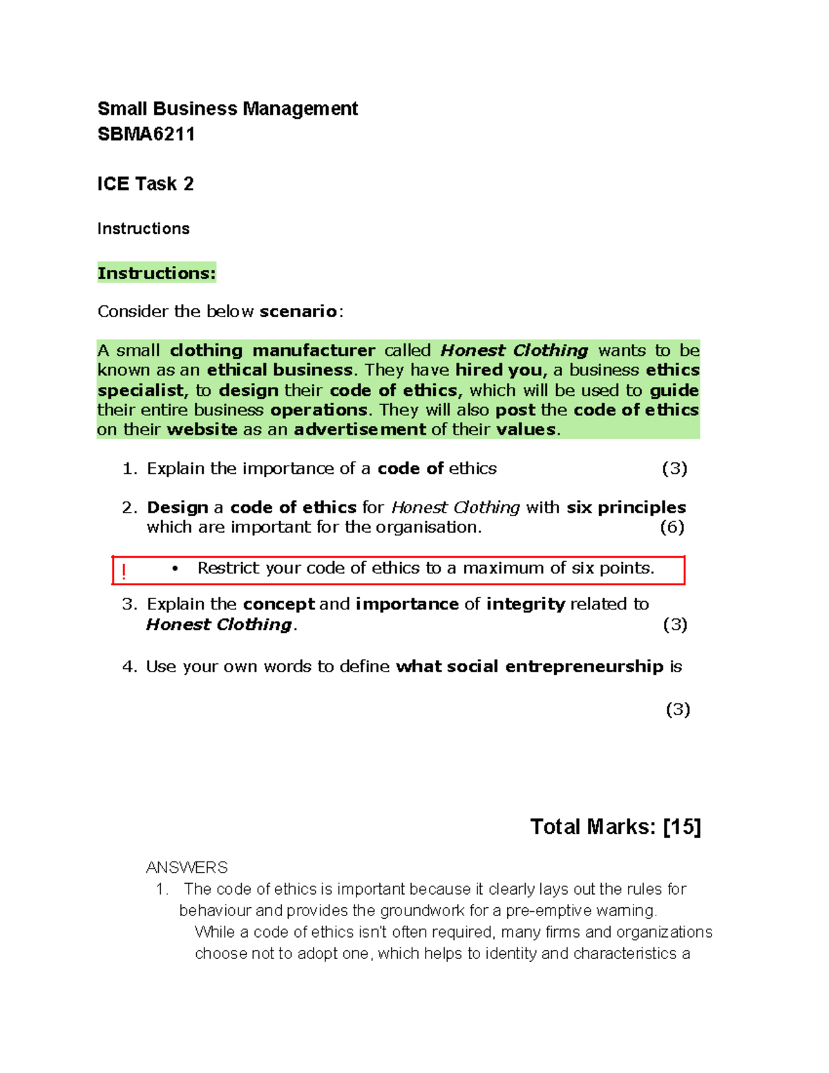 SBMA6211 ICE Task 2 - Summary Small Business Management - Small ...