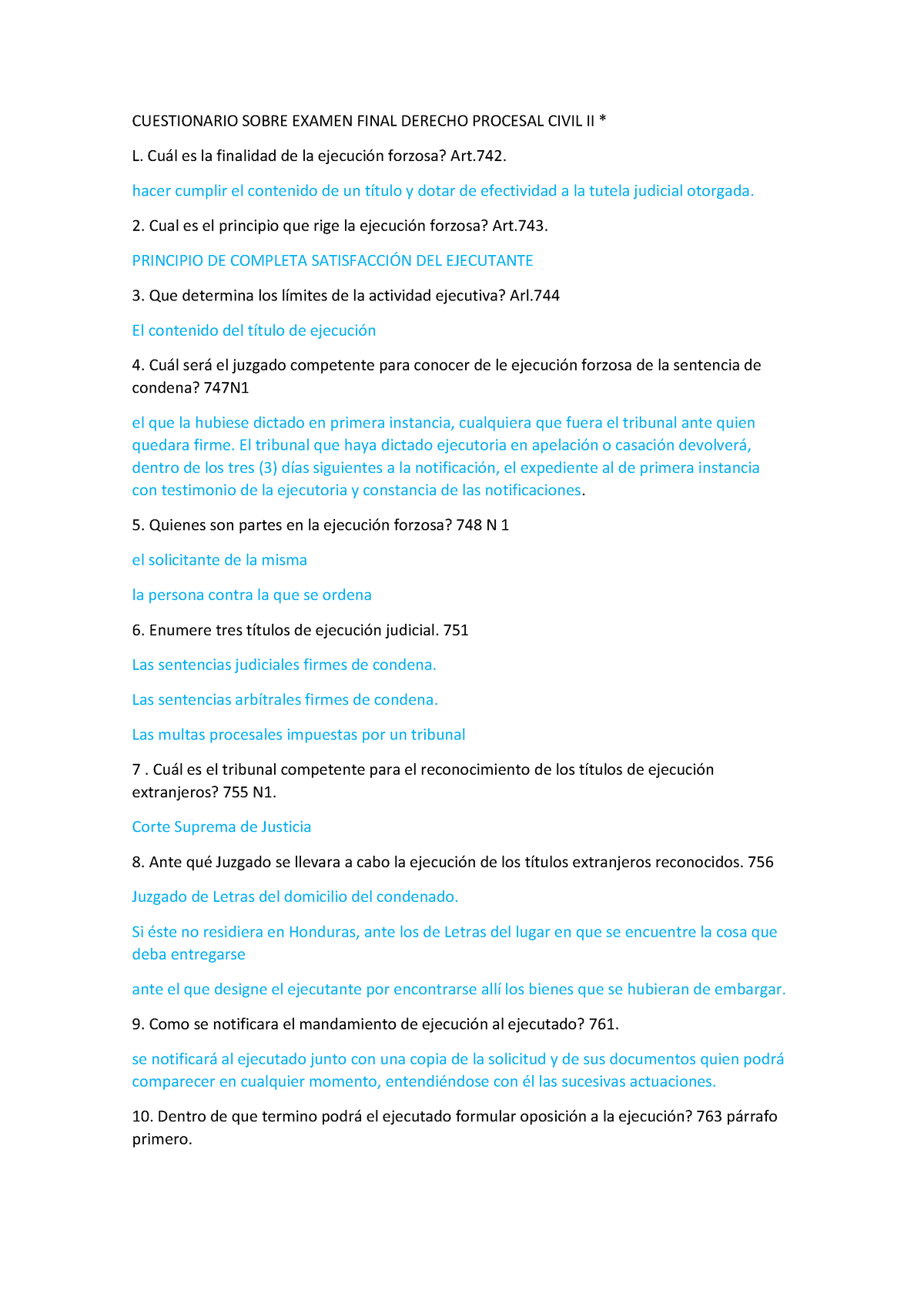 Cuestionario Sobre Examen Final Derecho Procesal Civil II ...