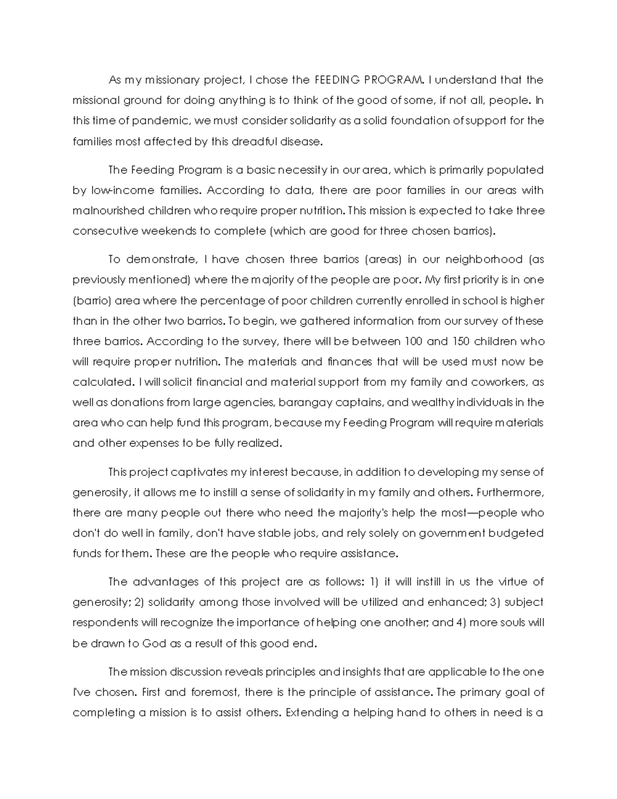 CFE 103 Final Requirement As My Missionary Project I Chose The 