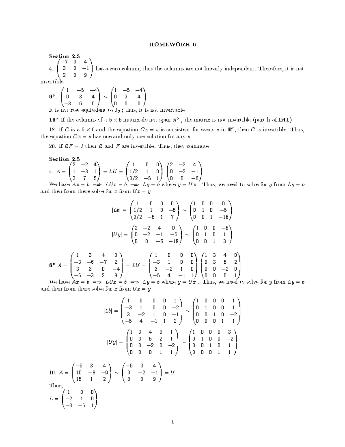 HW6 Ans Key - solutions to homework 6 - t ♦♥ −7 0 4 3 0 − 1 2 0 9 - Studocu