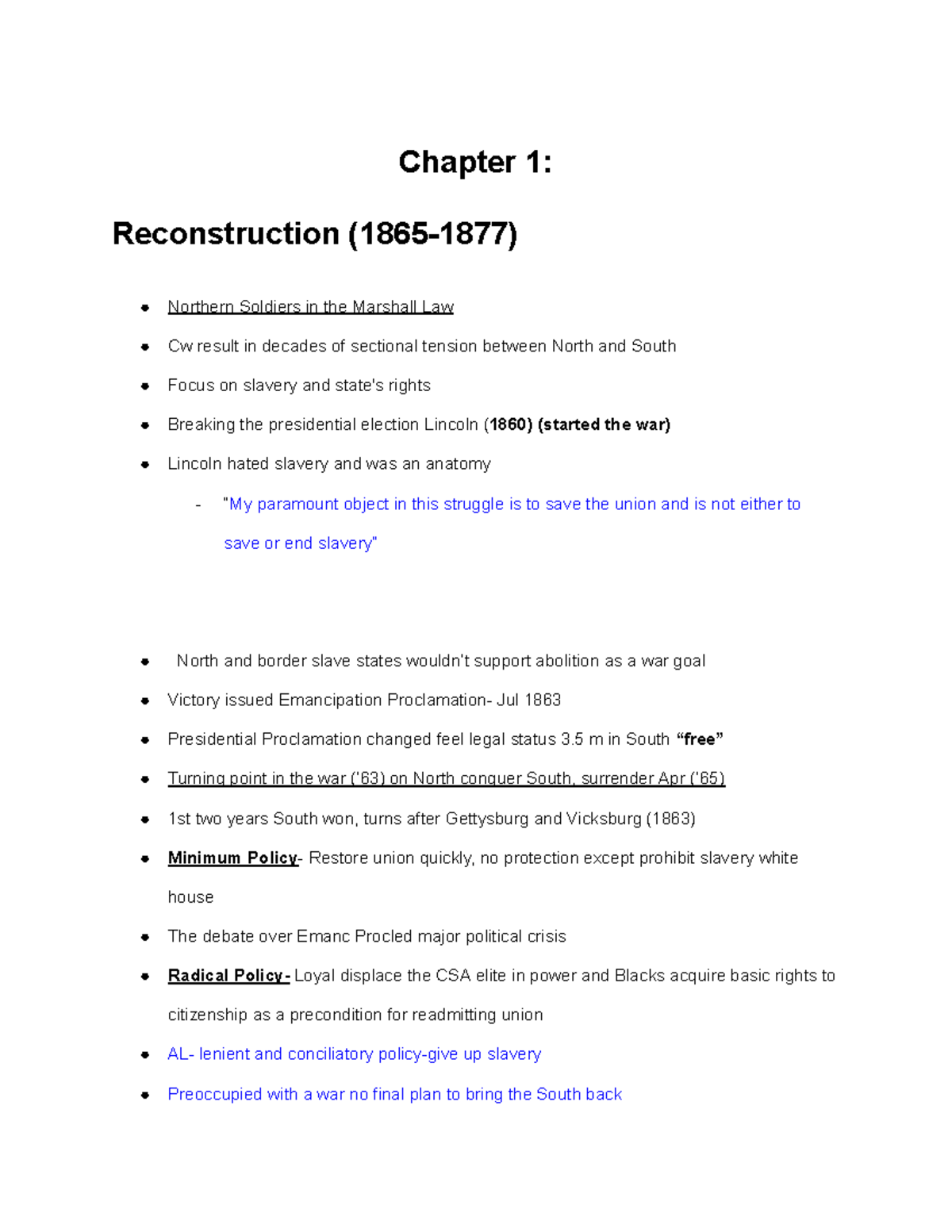 Chapter 1 Reconstruction (1865-1877) - Studocu