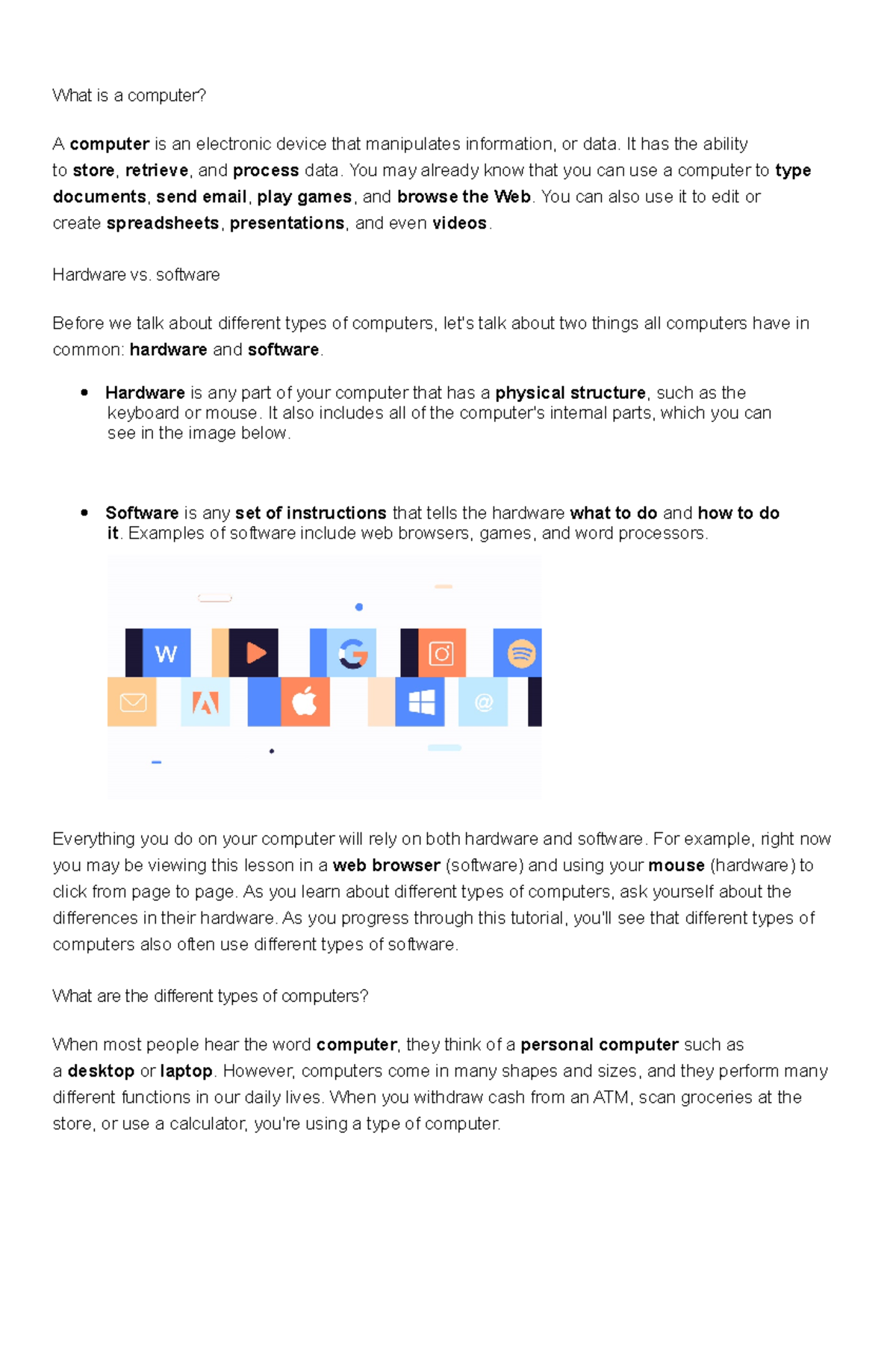Computer System - Lecture Notes - What is a computer? A computer is an ...