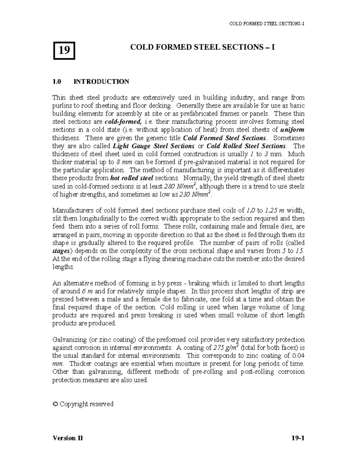 COLD Formed Steel Sections – I - ####### COLD FORMED STEEL SECTIONS – I ...