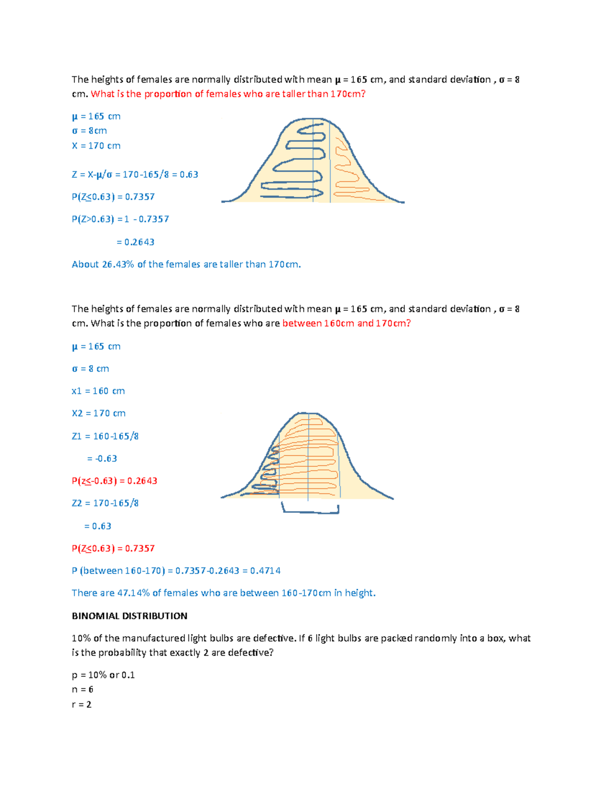 Example Sept 28 1 - .... - The heights of females are normally ...