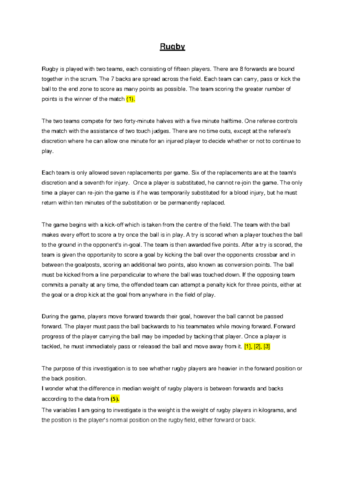 Student Exemplar updated 2023 - Rugby - Rugby Rugby is played with two ...