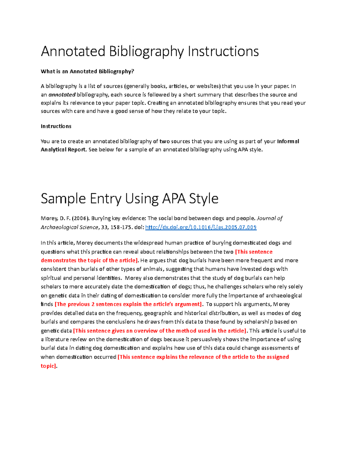 annotated bibliography assignment instructions