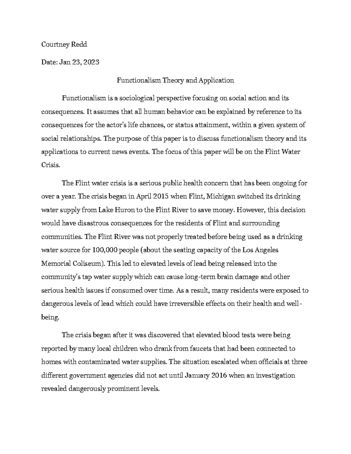 Functionalism Theory And Application Courtney Redd Date Jan 23 2023 
