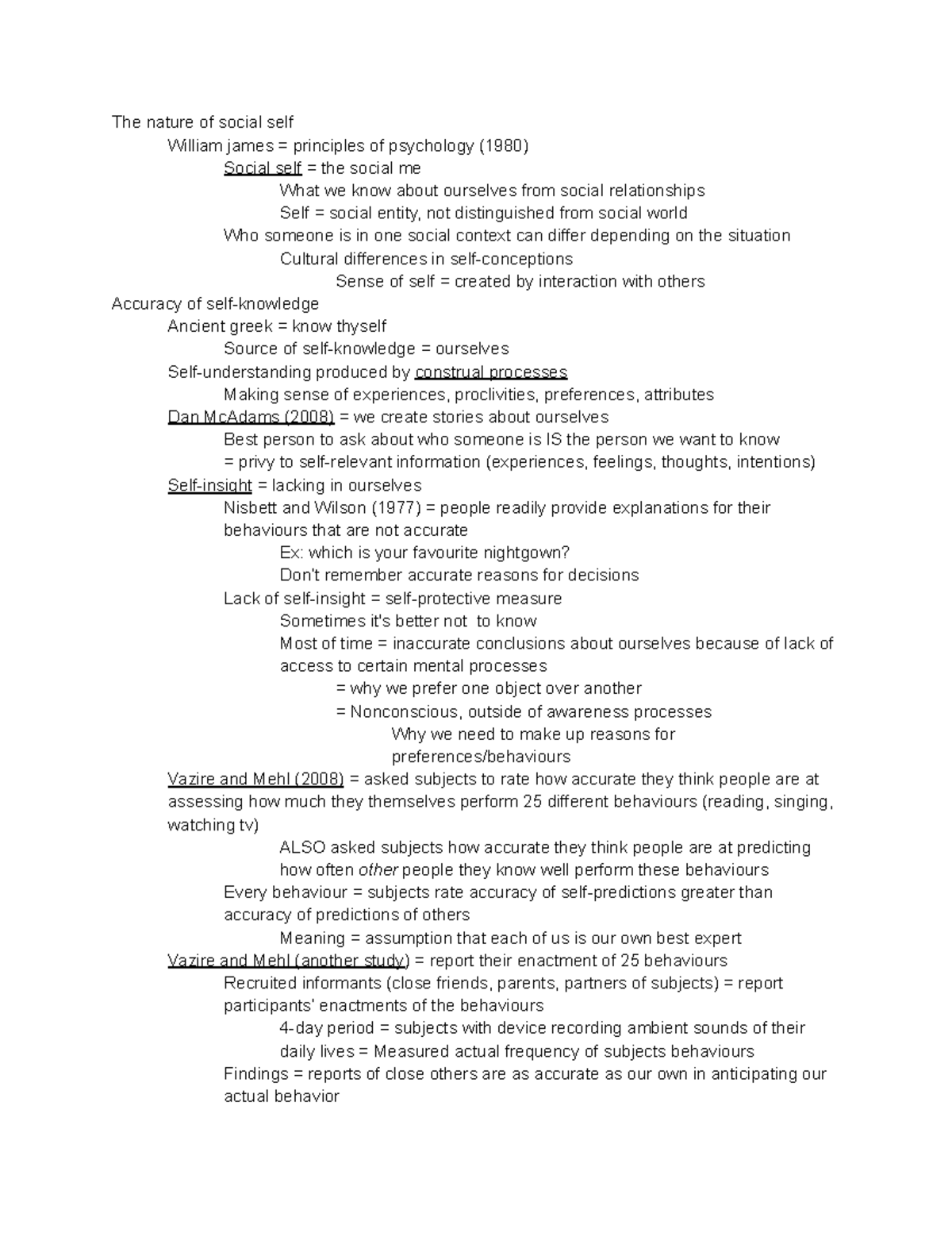 Chapter 3 - Social Self - The nature of social self William james ...