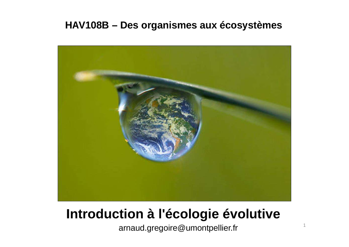 hav108b cm2 ecol evol cours écologie évolutive hav108b des