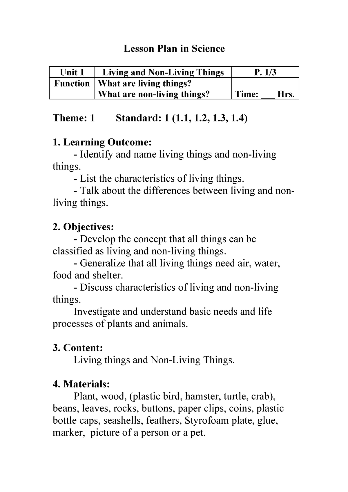 55196351 Lesson Plan In Science Grade 1 Unit 1 - Lesson Plan In Science ...