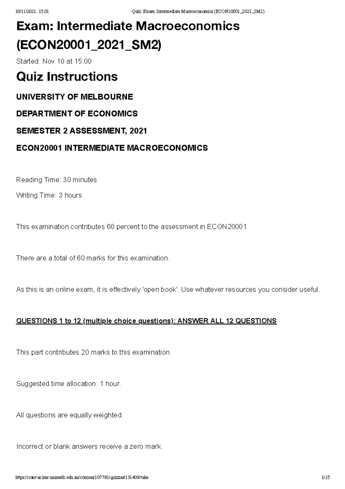 Inter Macro 2021 Questions - Exam: Intermediate Macroeconomics ...