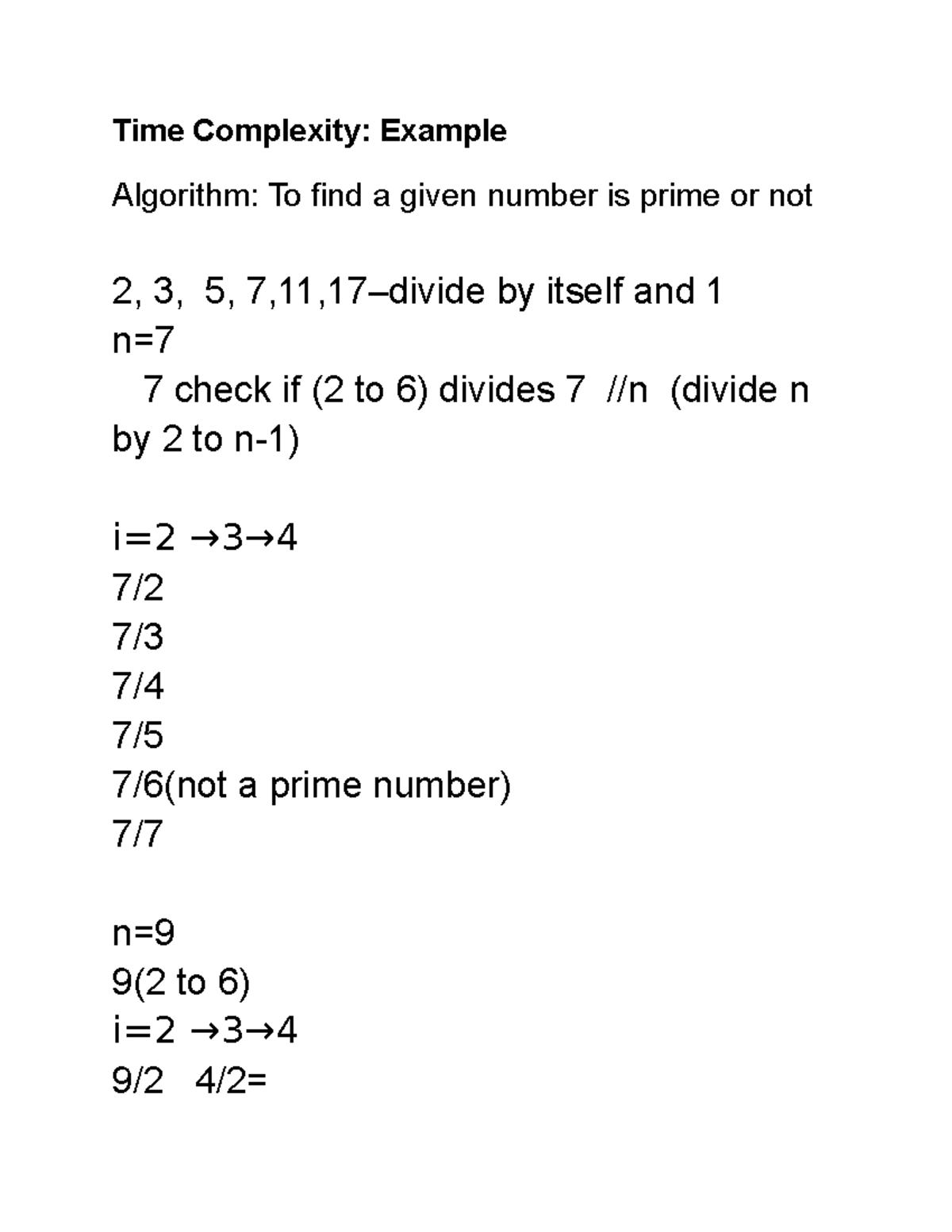 Lecture 1 example comparison of 2 algorithms - Time Complexity: Example ...
