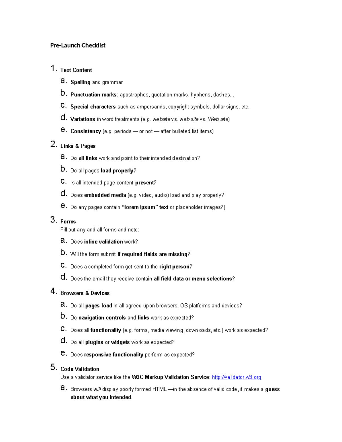 186 Pre Launch Checklist - Pre-Launch Checklist 1. Text Content a ...