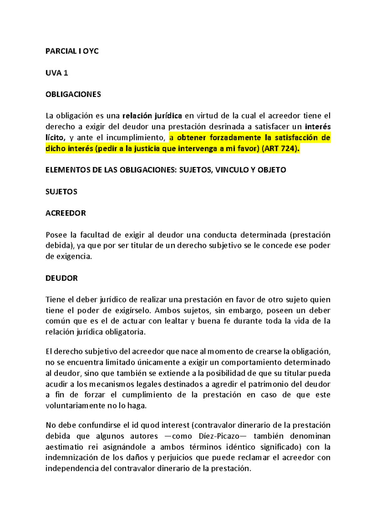 Obligaciones Y Contratos Resumen Parcial 1 - PARCIAL I OYC UVA 1 ...