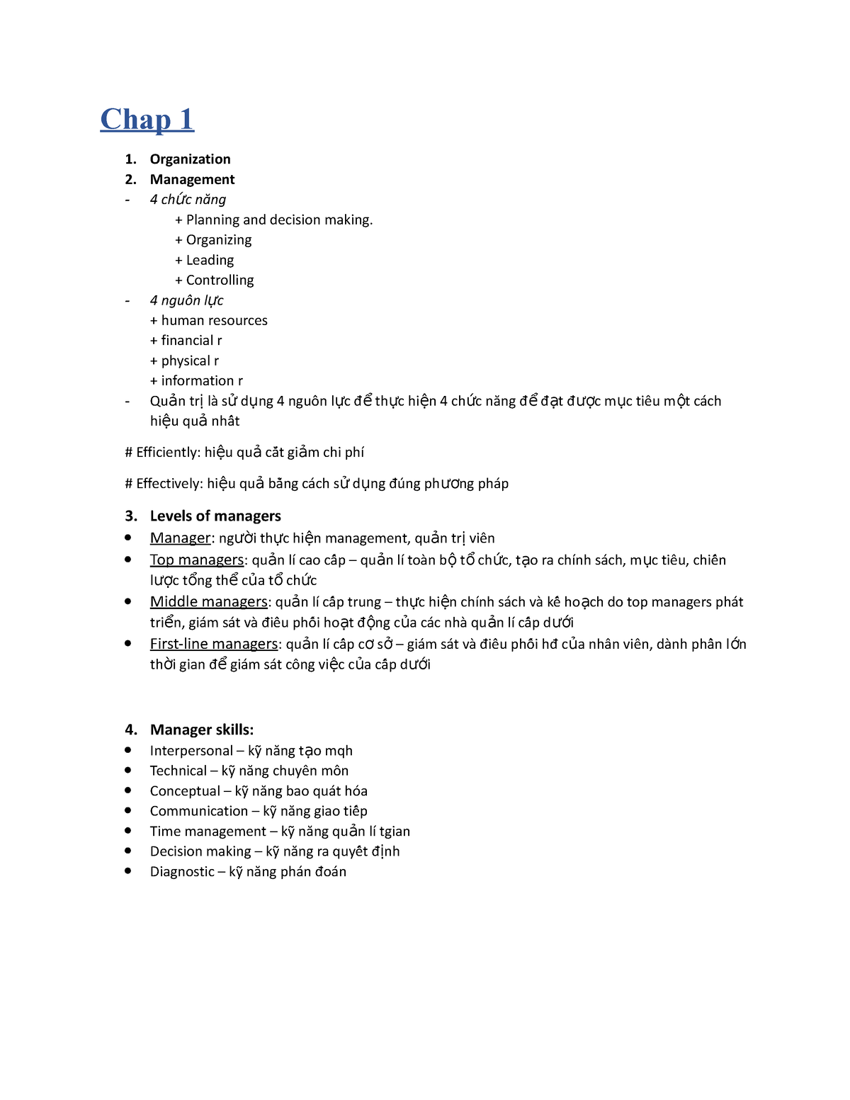 MGT103 - Aaaa - Chap 1 Organization Management 4 Ch ức Năng Planning ...