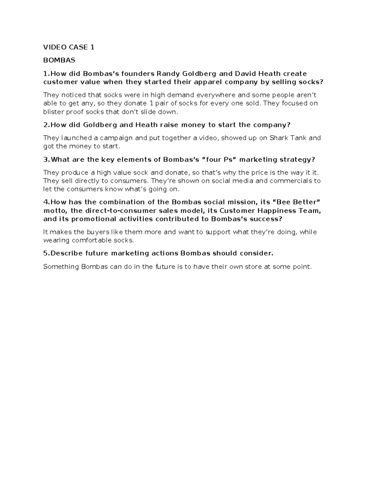 Video CASE 1 Bombas 1 - VIDEO CASE 1 BOMBAS 1 did Bombas’s founders ...