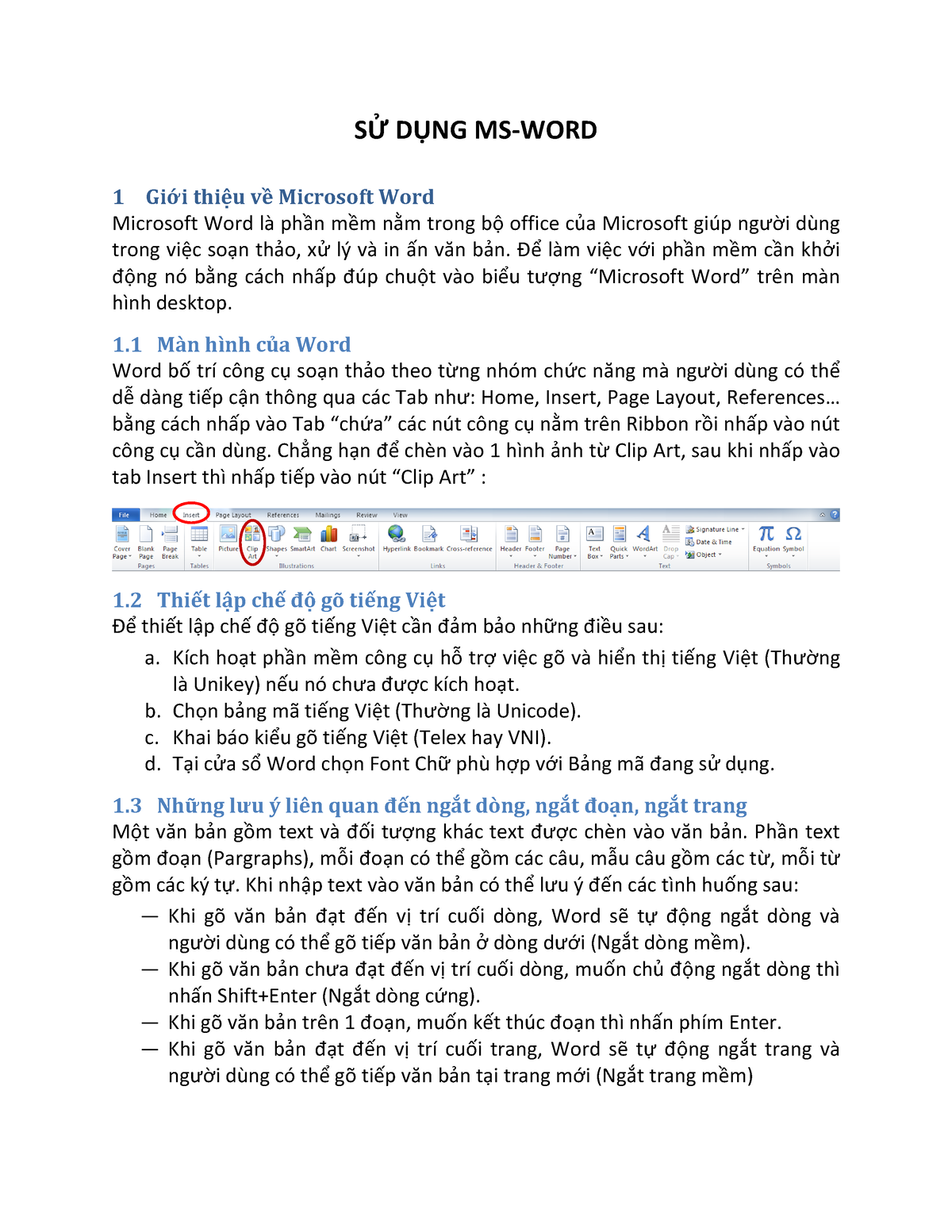 Tai Lieu Word - kiến thức về microsoft word - SỬ DỤNG MS-WORD 1 Giới thiệu về Microsoft Word - Studocu