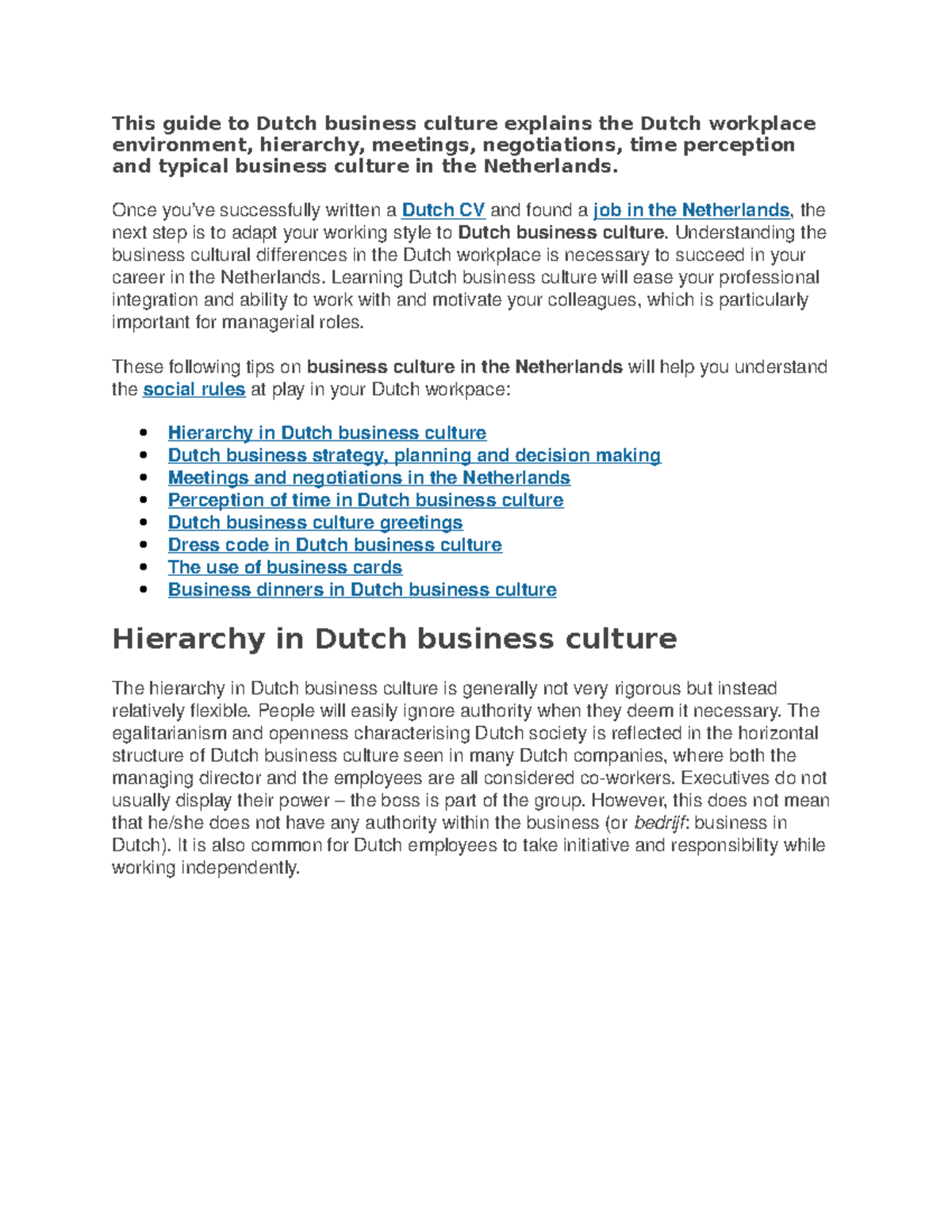 Dutch-Turkish - Comparison of the culture of peoples at work - This ...