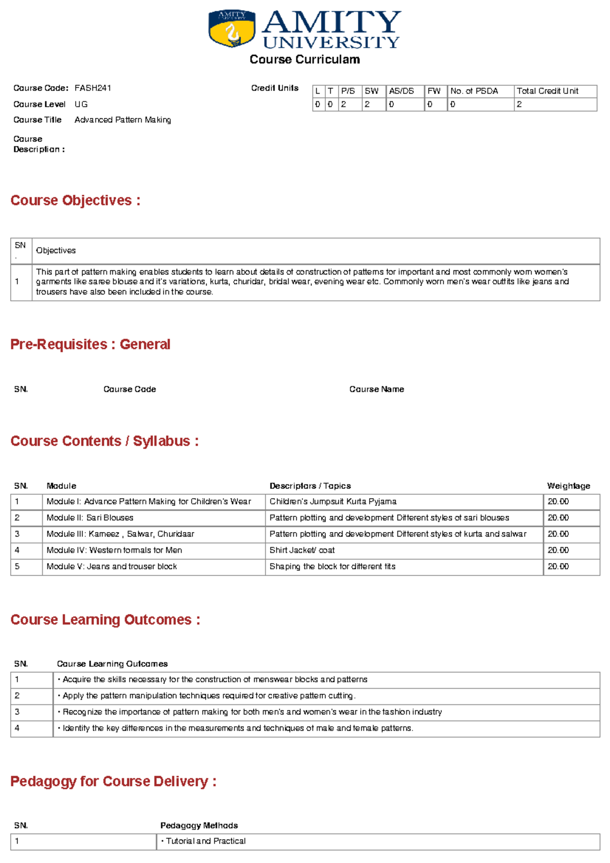 Course Curriculum - good - Course Objectives : Pre-Requisites : General ...