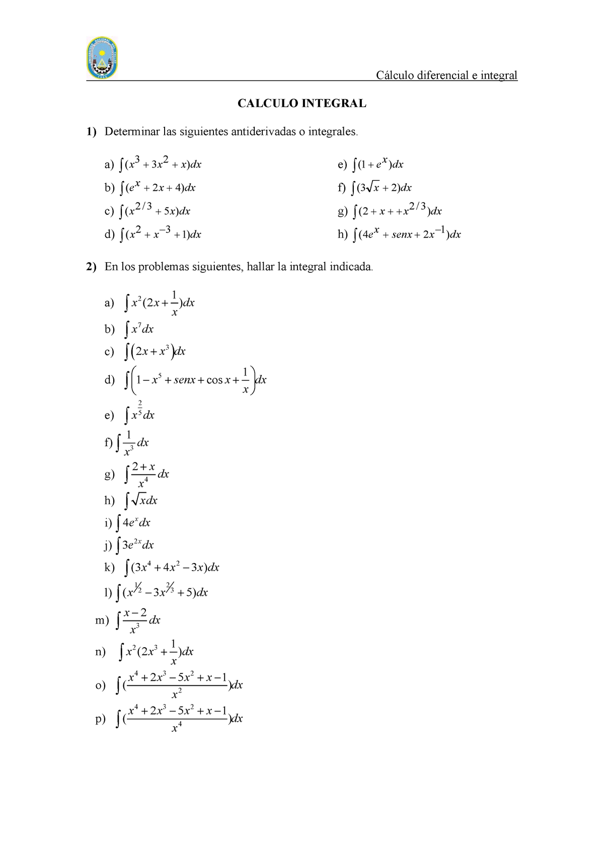 S09s1 Integrales Indefinidas Ejercicios Cálculo Diferencial E Integral Calculo Integral 1 2833