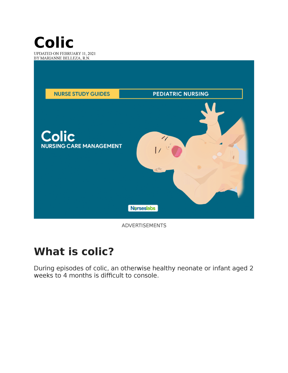 Colic - Colic UPDATED ON FEBRUARY 11, 2021 BY MARIANNE BELLEZA, R ...