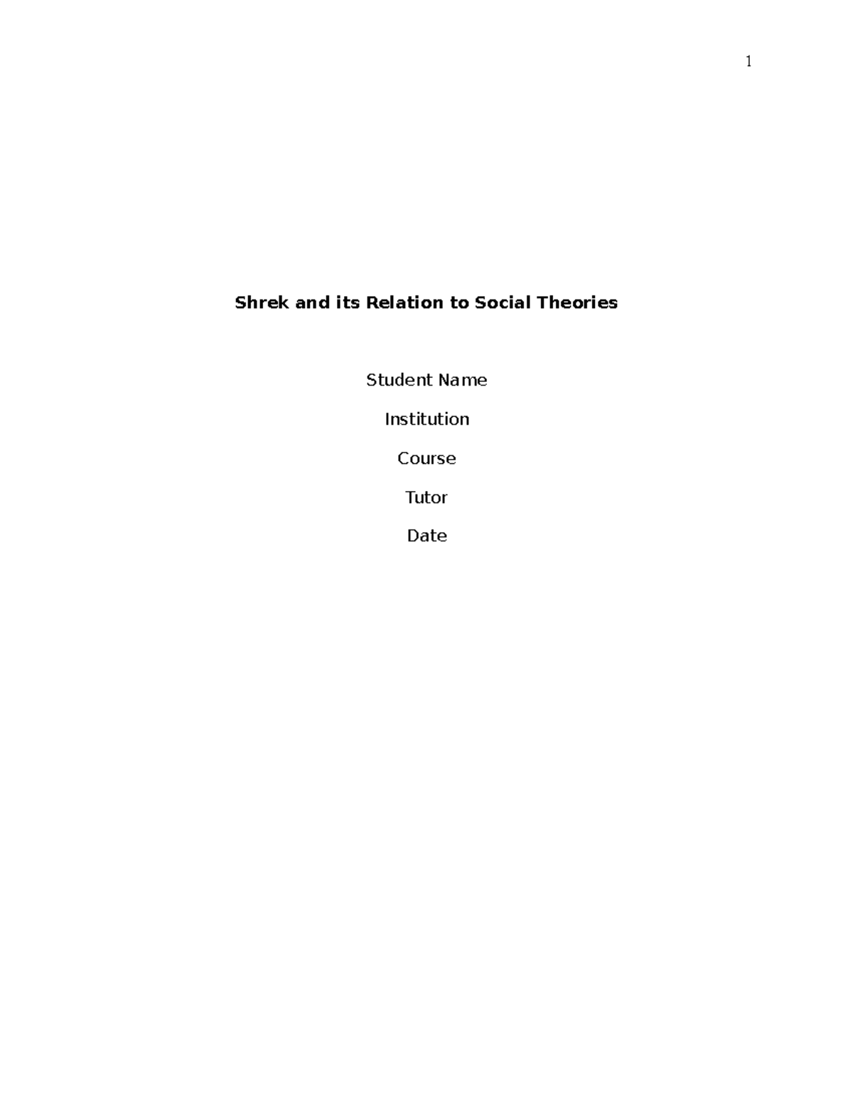 390090634-Assignment 3 Film Analysis - Shrek and its Relation to Social ...