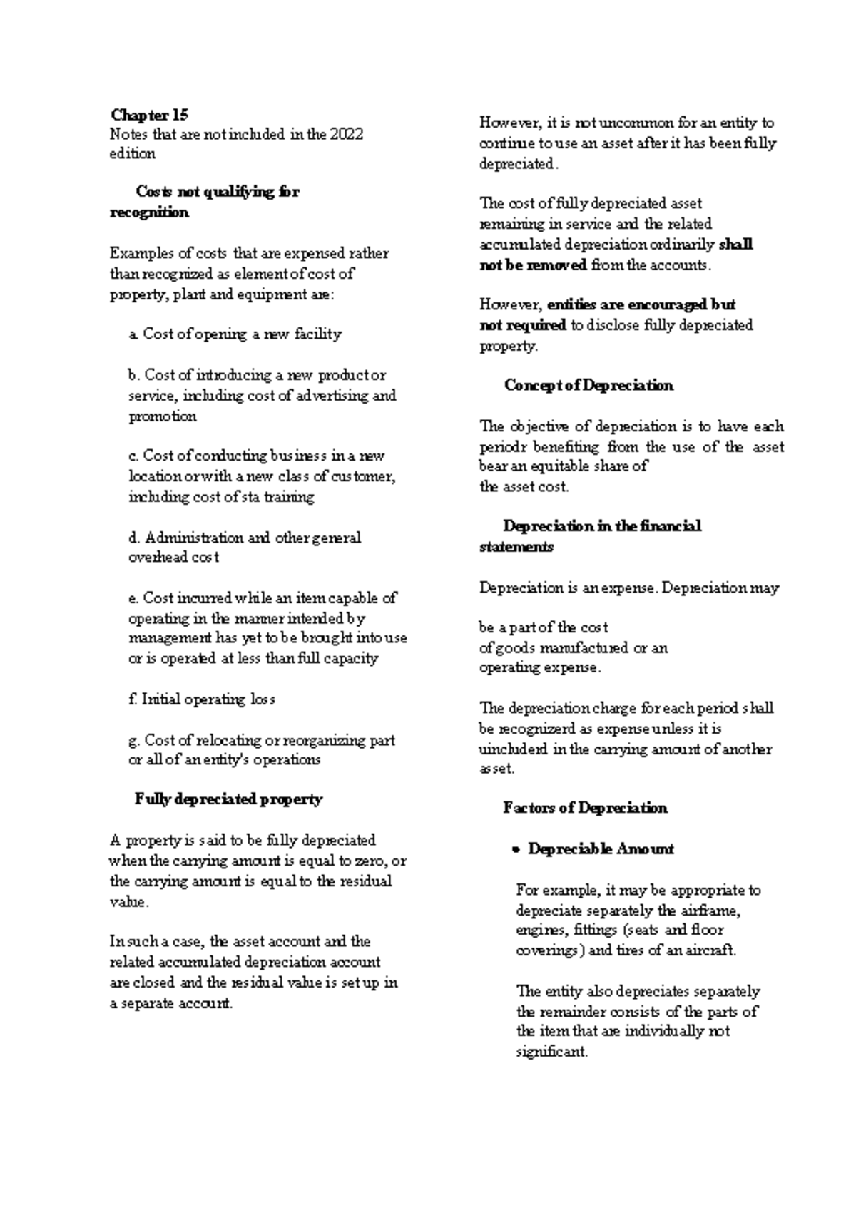 Notes - .... - Chapter 15 Notes that are not included in the 2022 ...