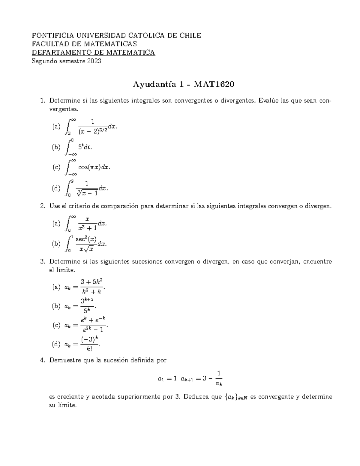 Ayudanta 1 - Ejercicios - PONTIFICIA UNIVERSIDAD CATOLICA DE CHILE ...