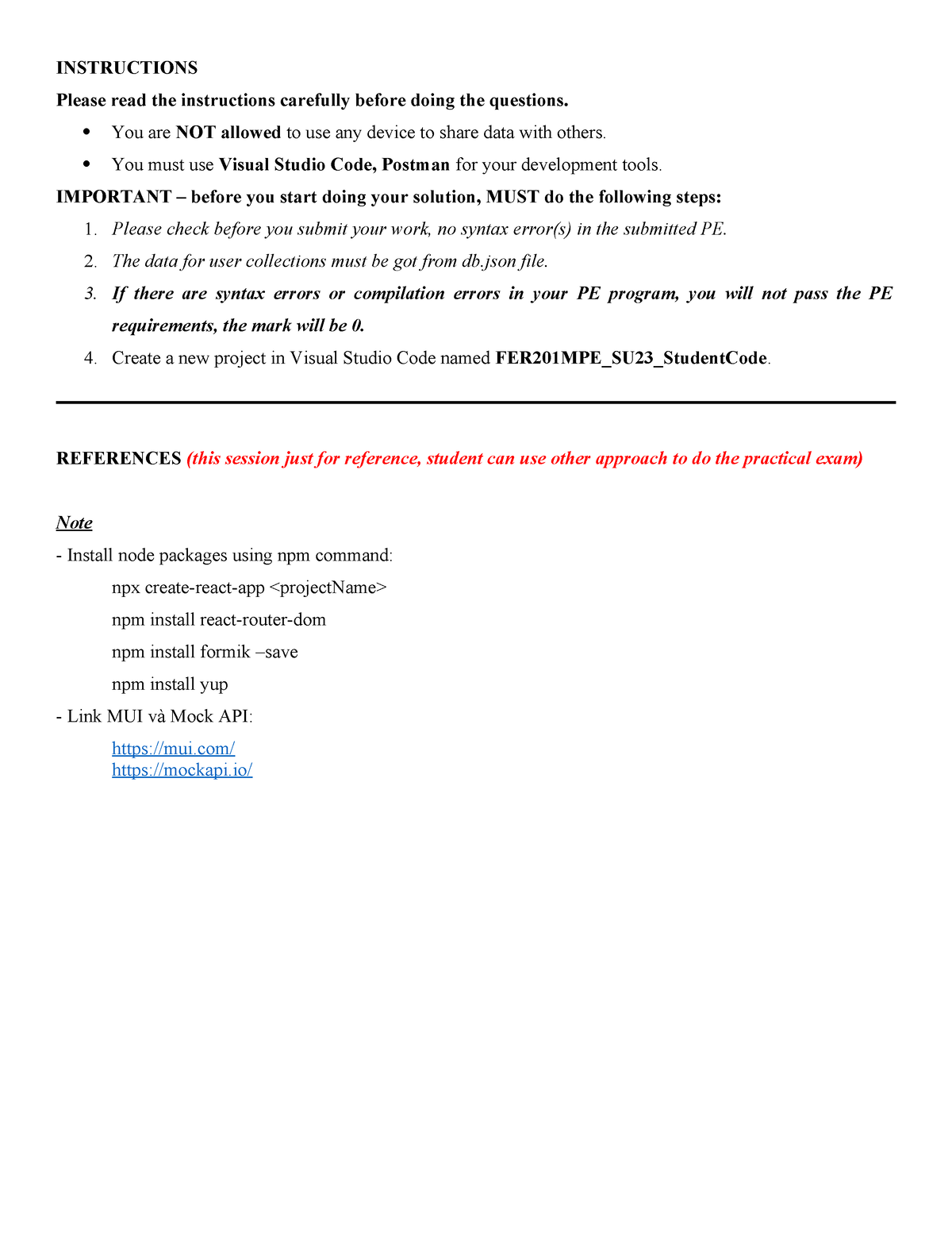 PE FER201M SU23 PETrial Test Note - INSTRUCTIONS Please Read The ...