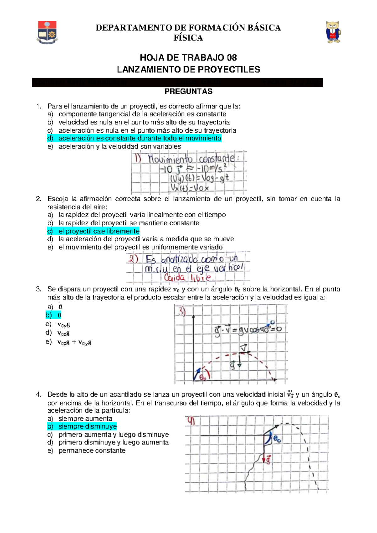 HOJA 8 Fisica - HOJA DE TRABAJO 8 - FÍSICA HOJA DE TRABAJO 08 ...