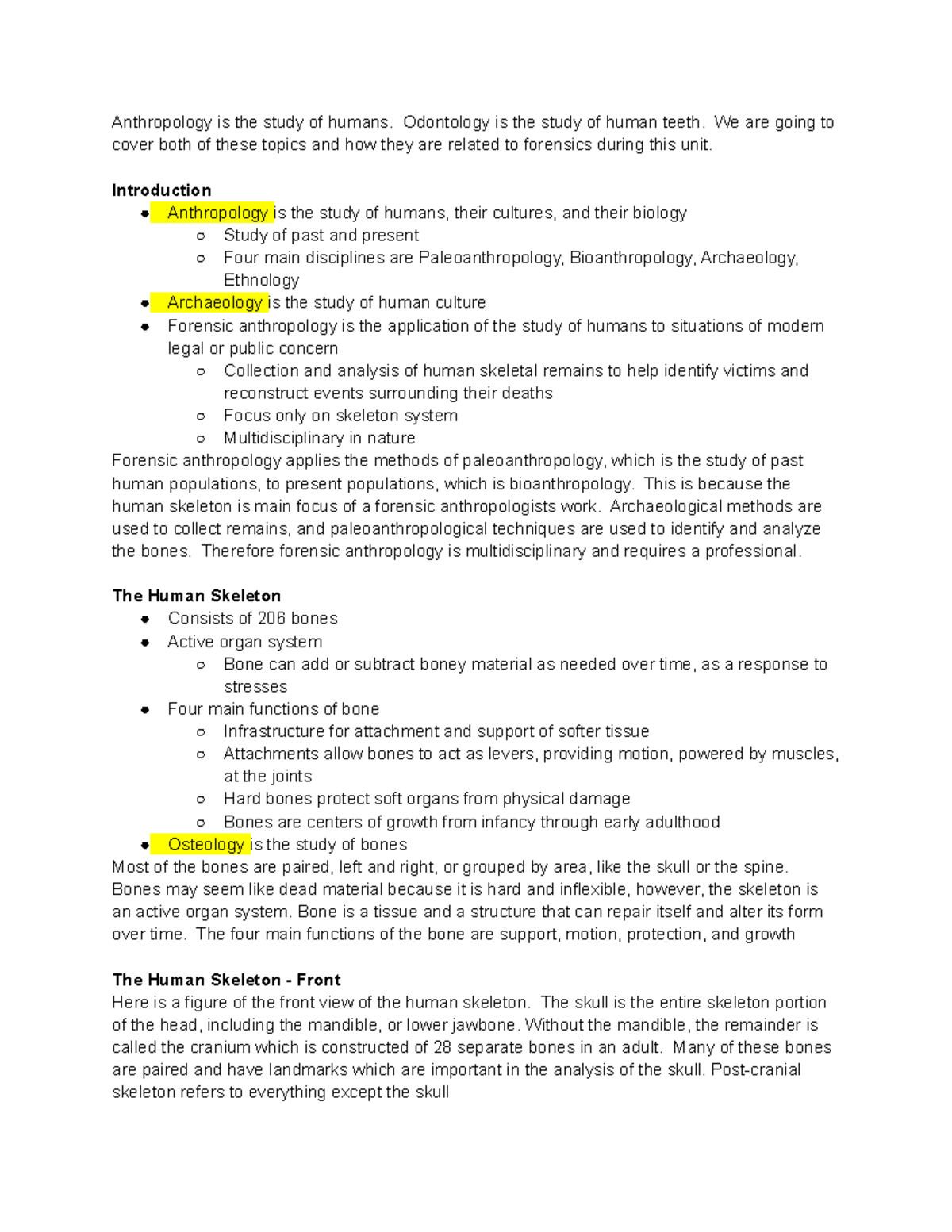 forensic anthropology case study research assignment answers