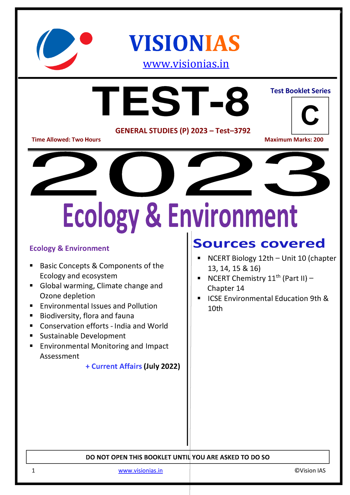 Vision IAS Prelims 2023 Test 8 [E] @cse Updates - Copy - Copy - 1 ...