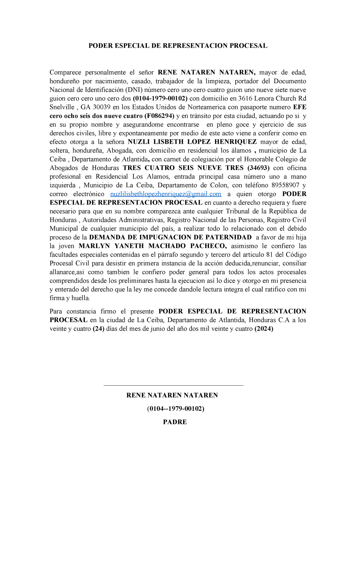 Poder DE Representcion DE RENE PARA Nuzli.docx para imprimir - PODER ...