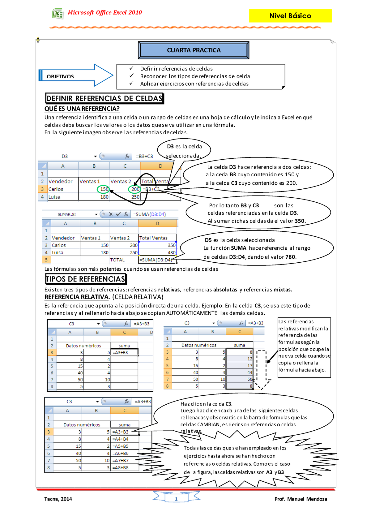 Pract 4 Excel 2010 Básico - Nivel B·sico Ha Z Cl Ic En L A Celda C3 ...